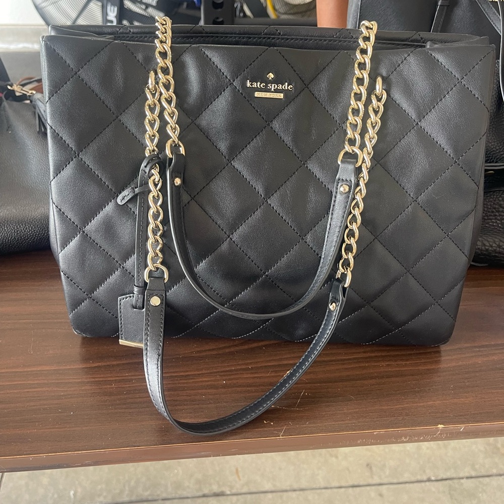 Kate Spade Black and Gold Quilted Tote